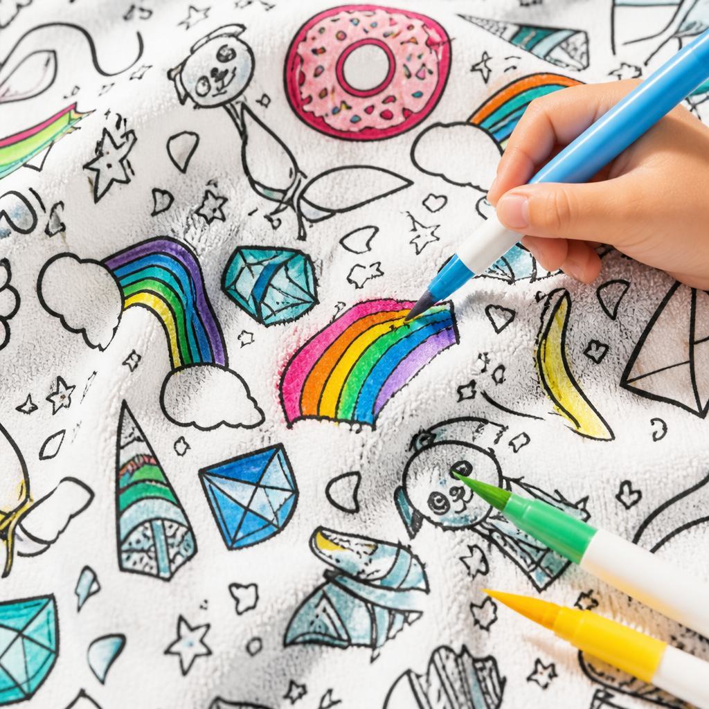 DIY Doodling Beach Towel with 24 Colors Acrylic Paint Markers