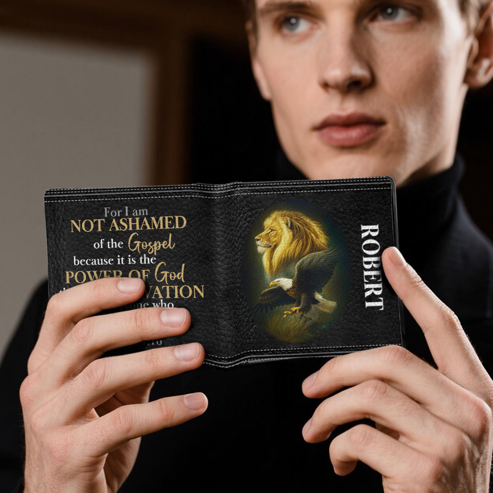 Not Ashamed Of The Gospel Personalized Name Folded Wallet For Men - mysiliconefoodbag