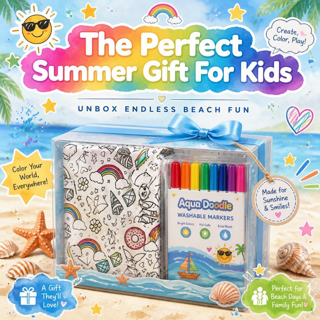 DIY Doodling Beach Towel with 24 Colors Acrylic Paint Markers
