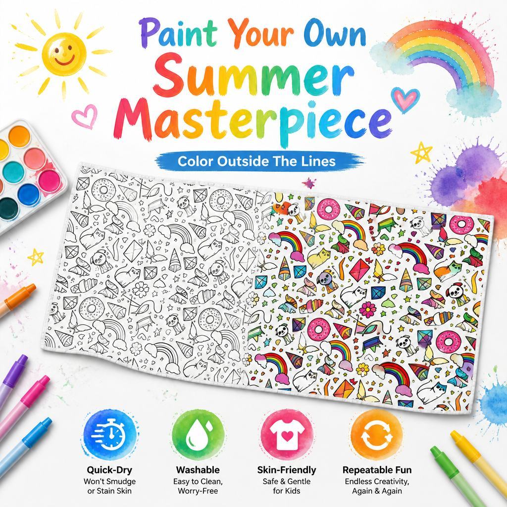DIY Doodling Beach Towel with 24 Colors Acrylic Paint Markers