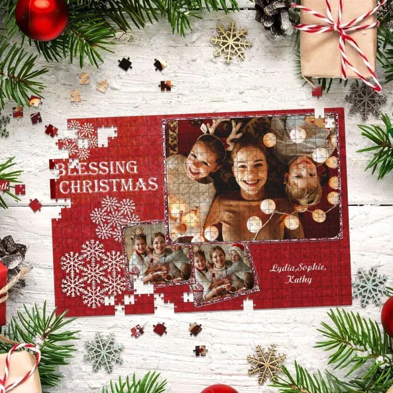 Custom Your Family Christmas Photo Puzzle 35, 150, 300, 500, 1000 Piece Jigsaw