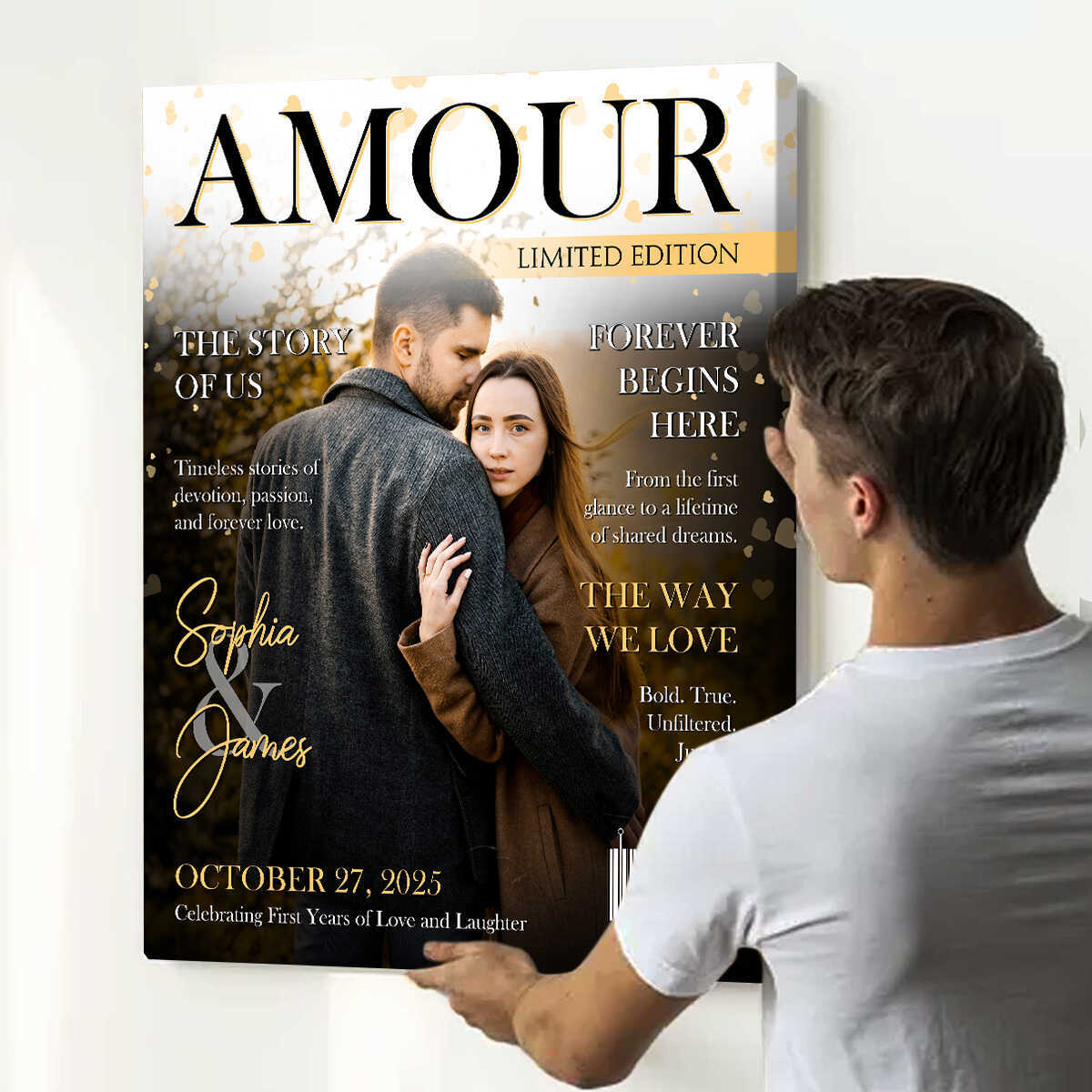 Personalized LOVE STORY Magazine Cover Wall Canvas for Couples on Valentine's Day
