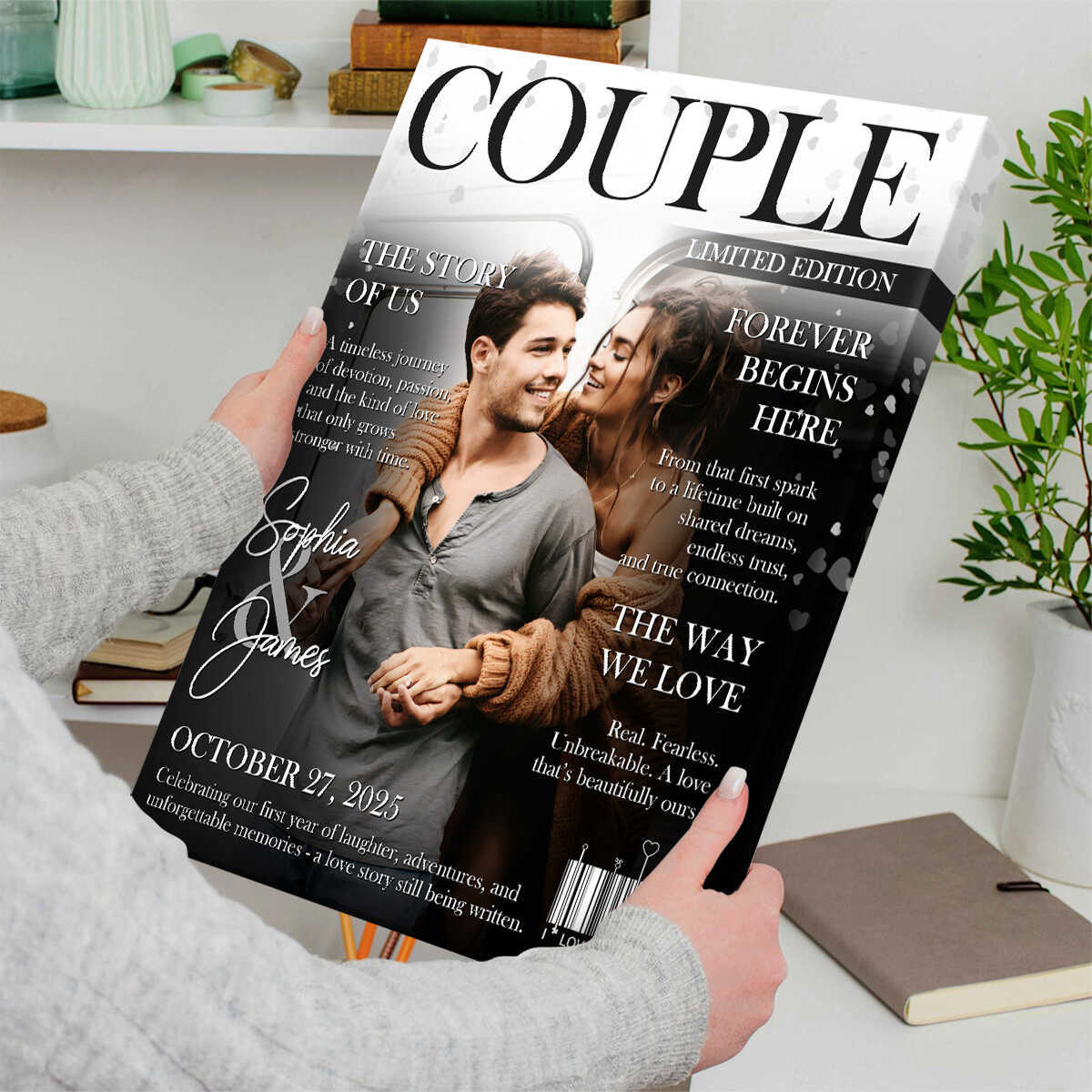 Personalized LOVE STORY Magazine Cover Wall Canvas for Couples on Valentine's Day