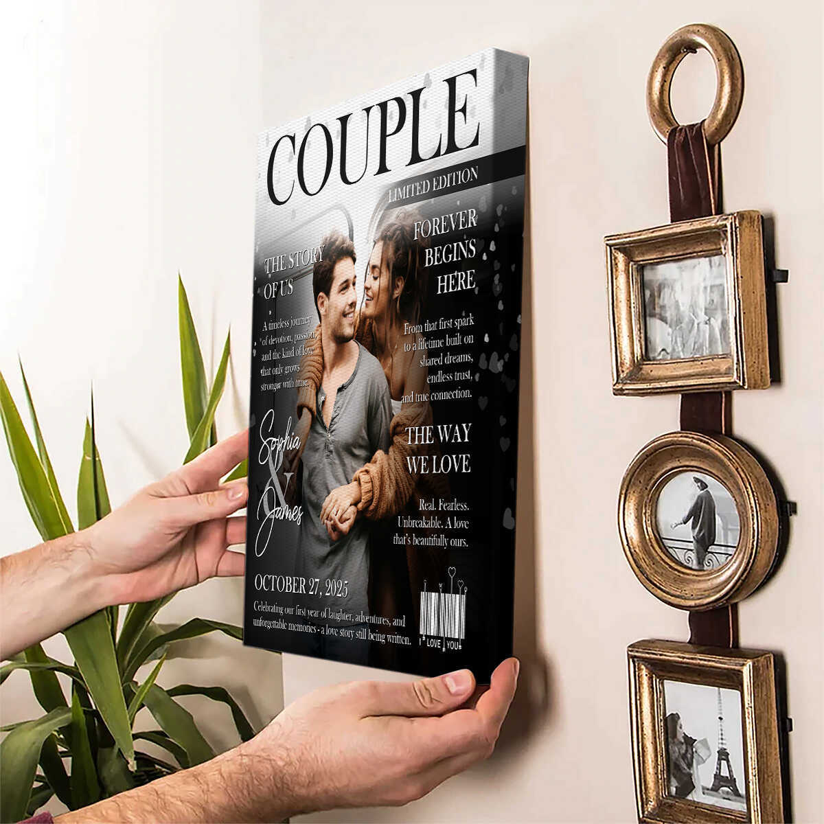 Personalized LOVE STORY Magazine Cover Wall Canvas for Couples on Valentine's Day
