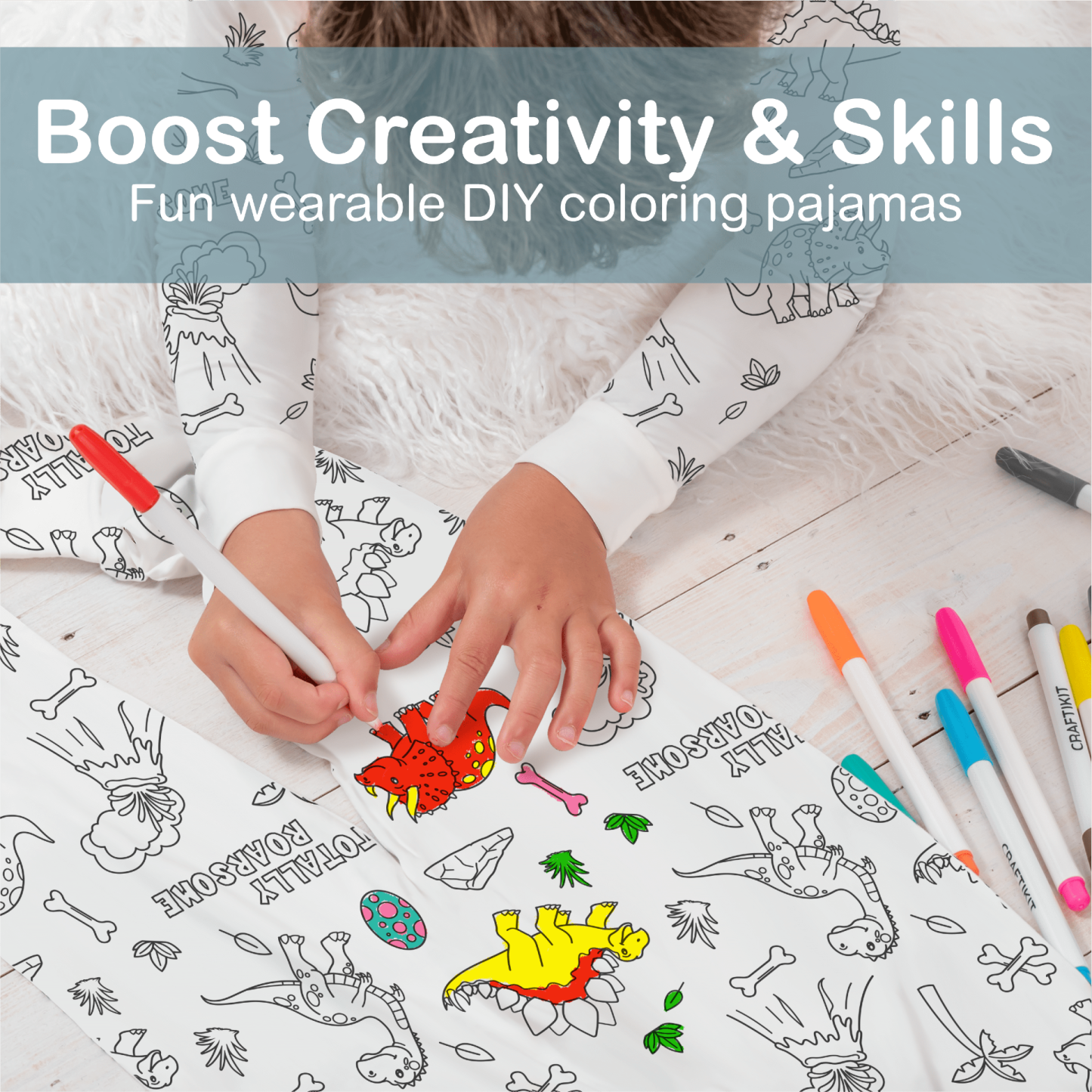 Doodling Pajamas for Kids with 24 Colors Acrylic Paint Markers