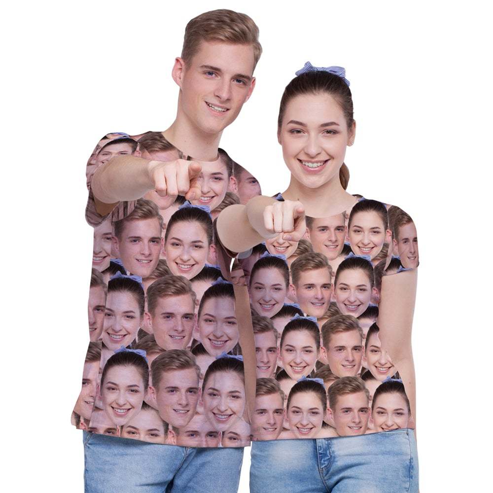 Custom Couple Face All Over Print Tee Two Face Men's T-shirt