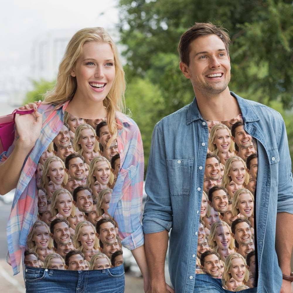 Custom Couple Face All Over Print Tee Two Face Men's T-shirt