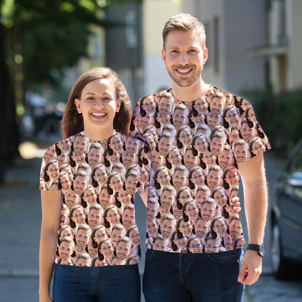 Custom Couple Face All Over Print Tee Two Face Men's T-shirt