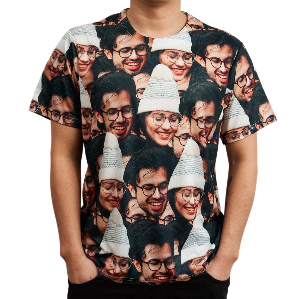 Custom Couple Face All Over Print Tee Two Face Men's T-shirt