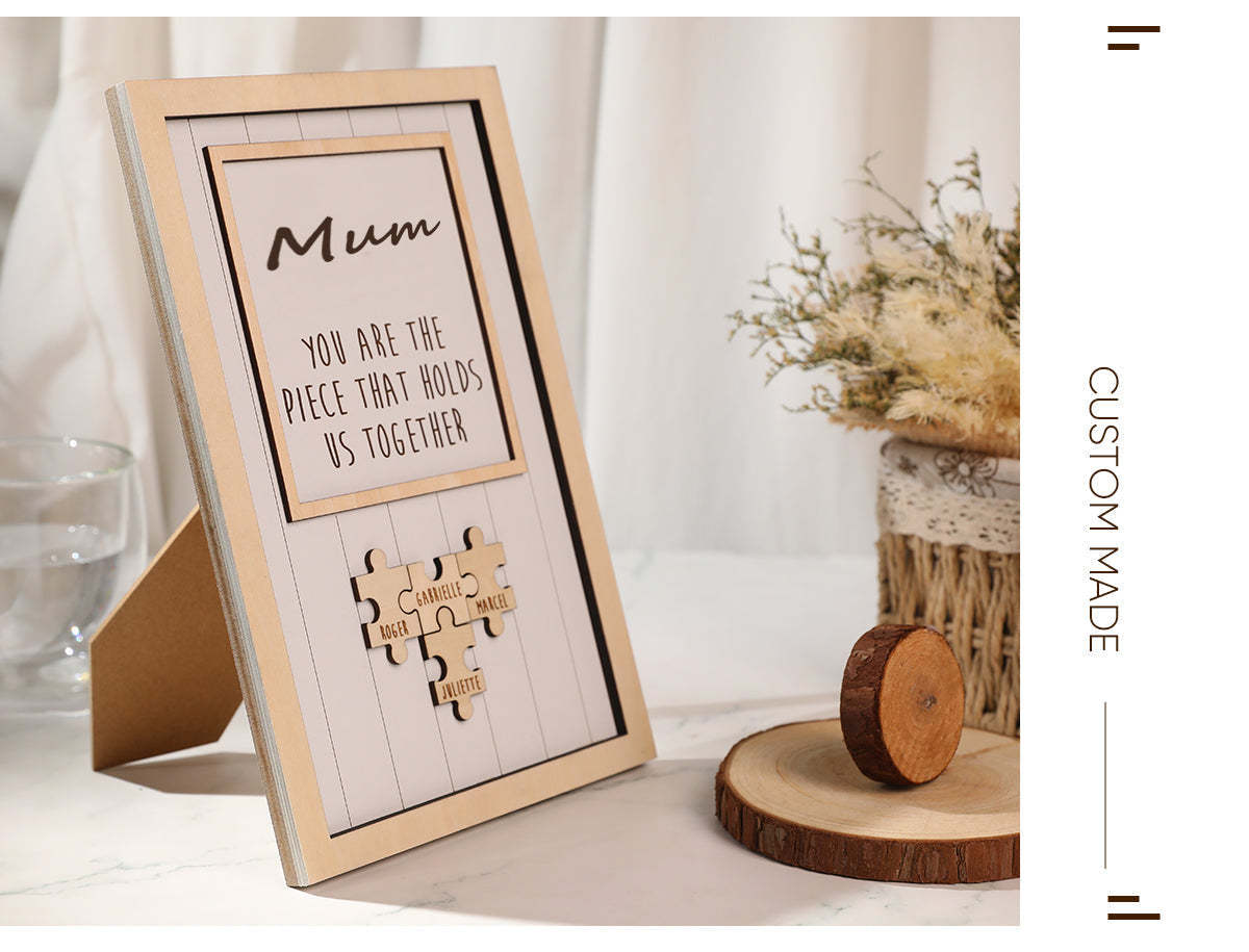 Custom Mom Puzzle Table Frame Wooden Engraved Decor Personalised Gift for Mother