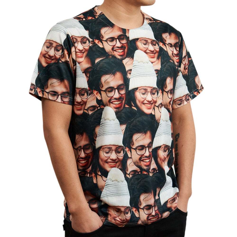 Custom Couple Face All Over Print Tee Two Face Men's T-shirt