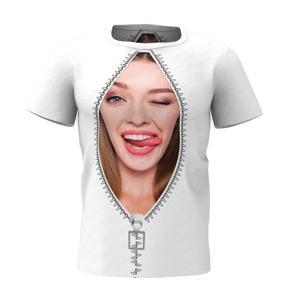 Custom T-shirt Funny Face In Zipper