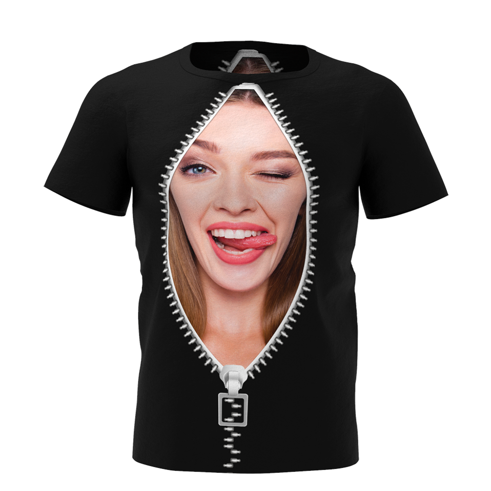 Custom T-shirt Funny Face In Zipper