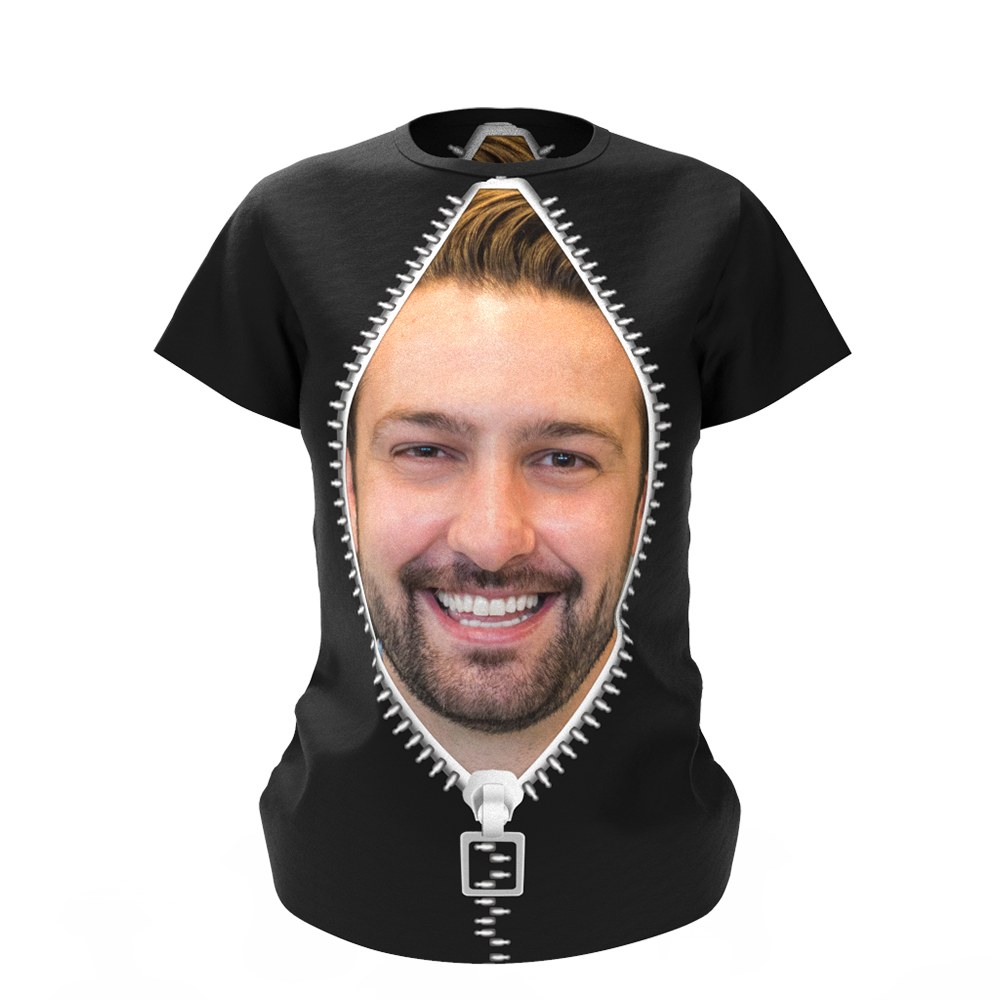 Custom T-shirt Funny Face In Zipper