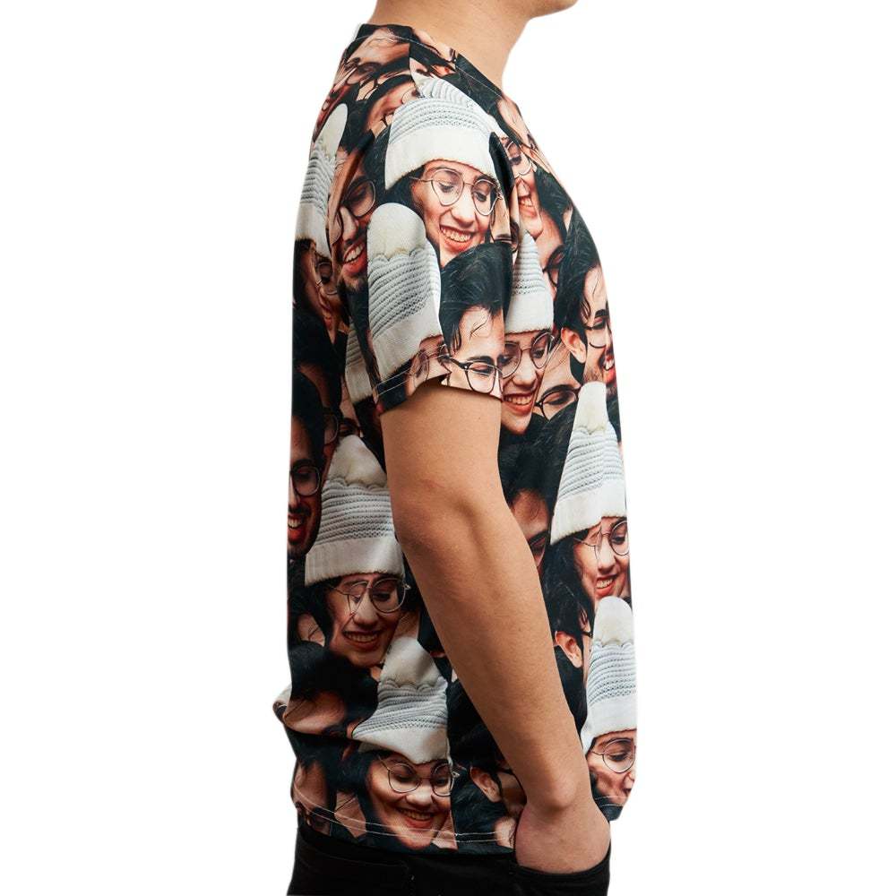 Custom Couple Face All Over Print Tee Two Face Men's T-shirt