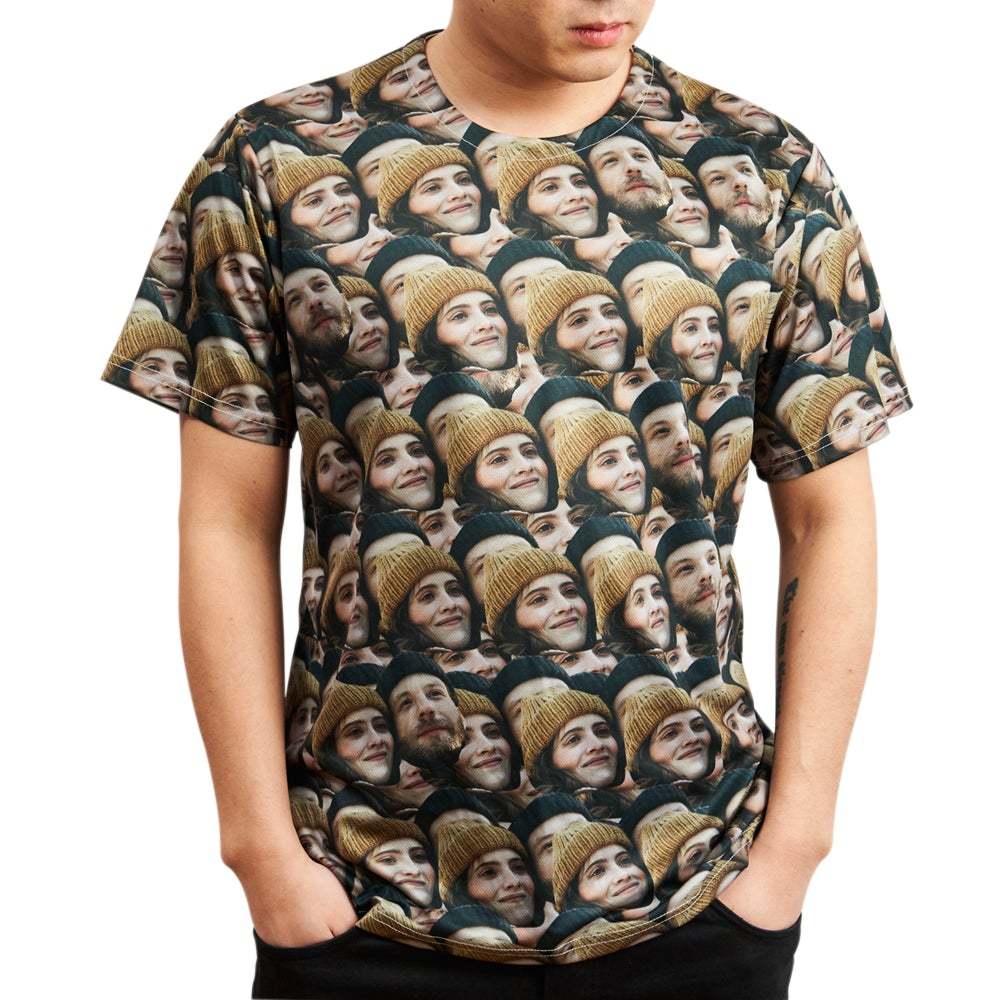Custom Couple Face All Over Print Tee Two Face Men's T-shirt