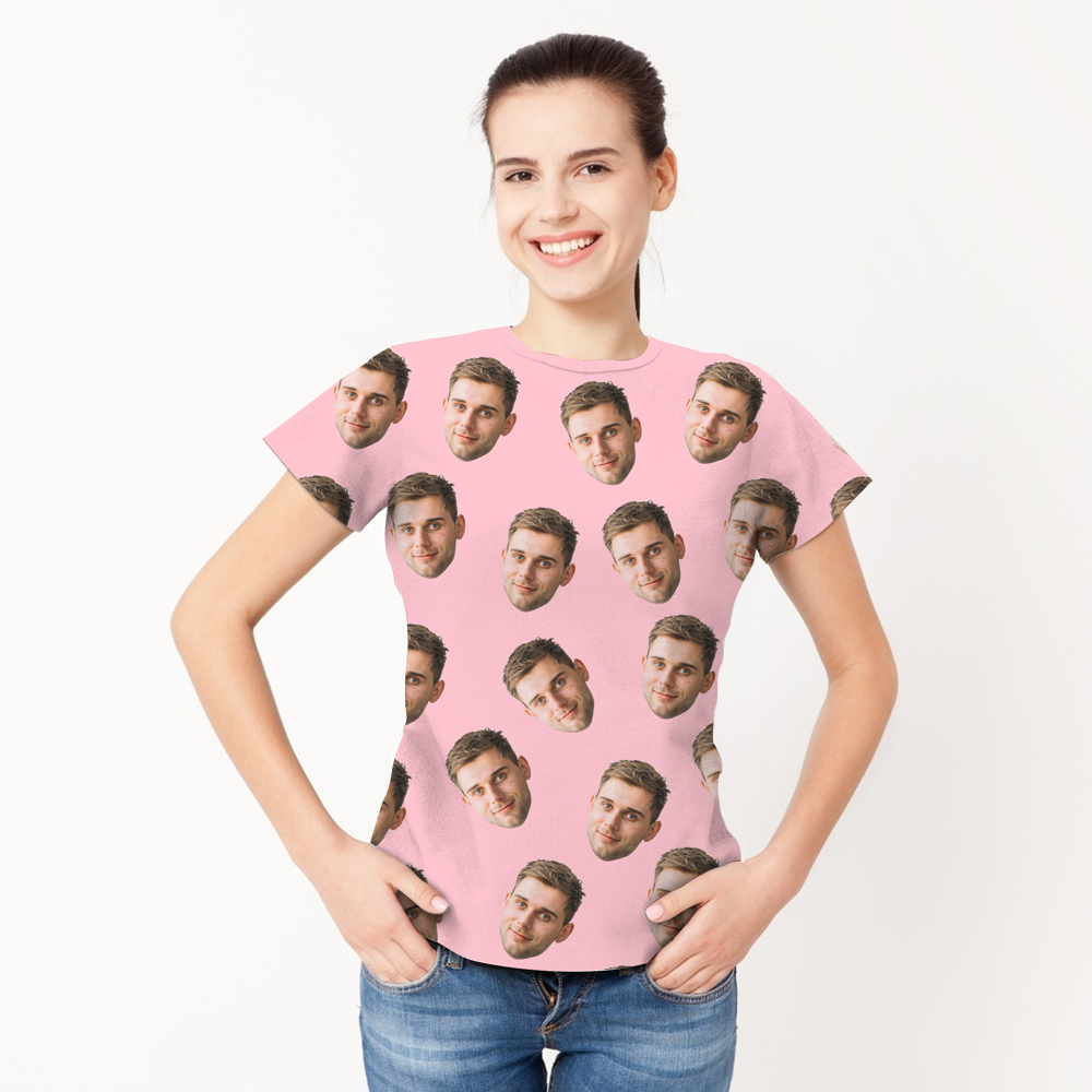 Valentine's Day Custom My Face All Over Print Tee Personalized Face Shirt Men's T-shirt