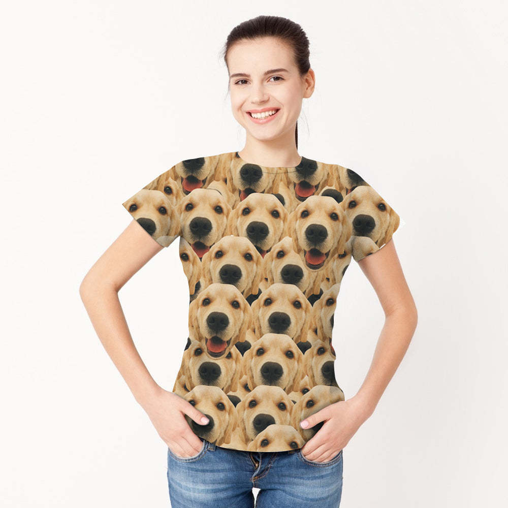 Custom Mash Face All Over Print T-shirt Love My Dog