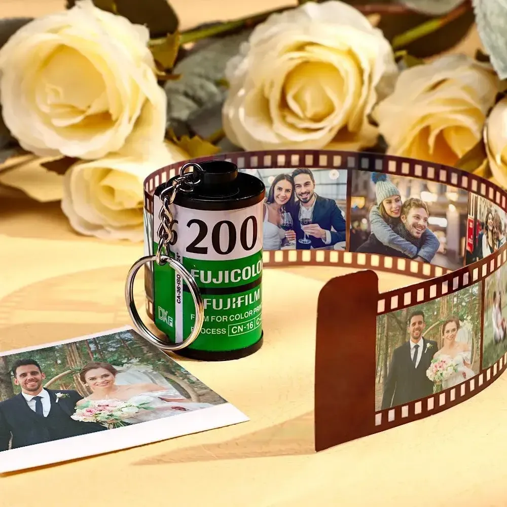 Custom Photos Camera Film Roll Keychain Anniversary Gifts Custom Spotify Code Keychain Gifts For Her/Him - mysiliconefoodbag