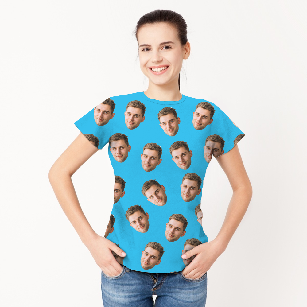 Valentine's Day Custom My Face All Over Print Tee Personalized Face Shirt Men's T-shirt