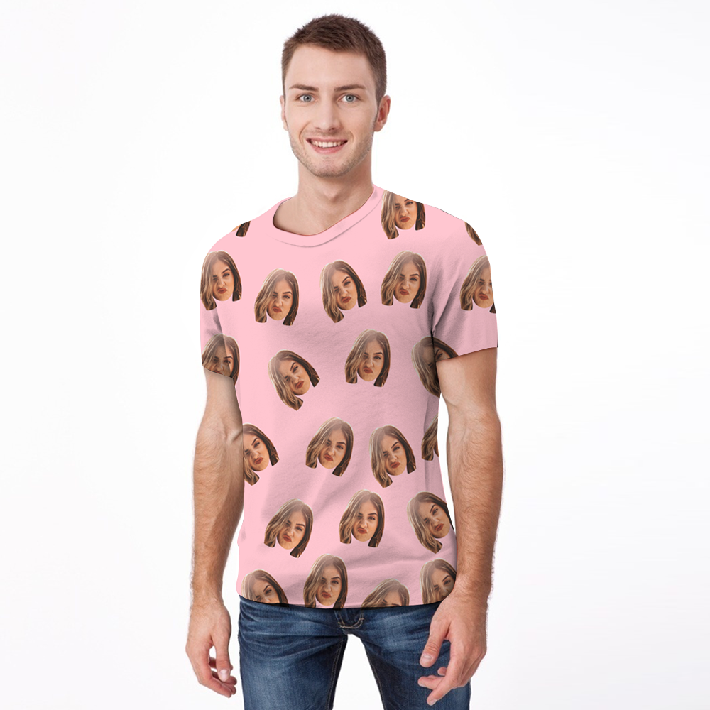 Valentine's Day Custom My Face All Over Print Tee Personalized Face Shirt Men's T-shirt
