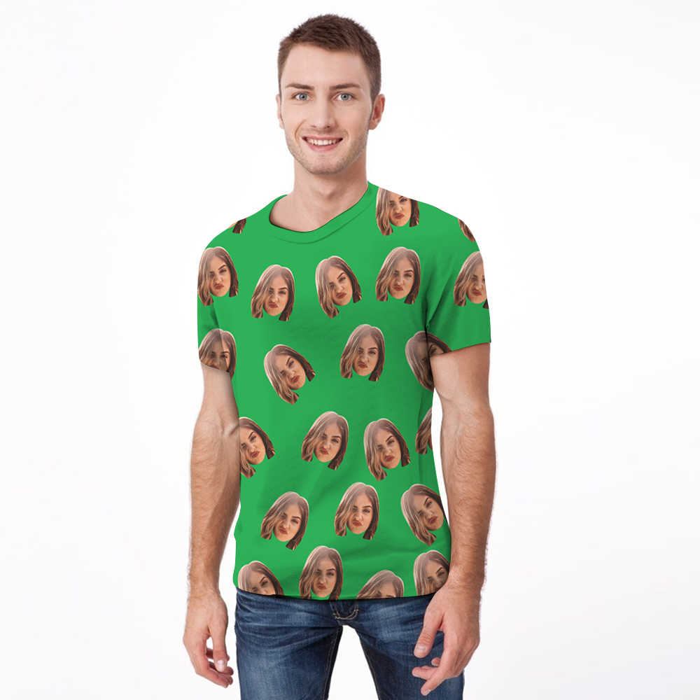 Valentine's Day Custom My Face All Over Print Tee Personalized Face Shirt Men's T-shirt