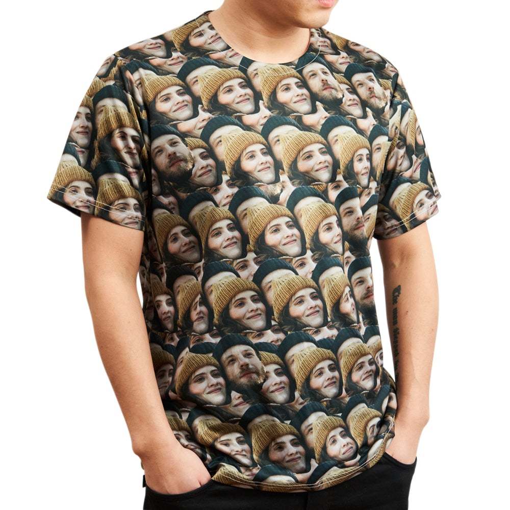 Custom Couple Face All Over Print Tee Two Face Men's T-shirt