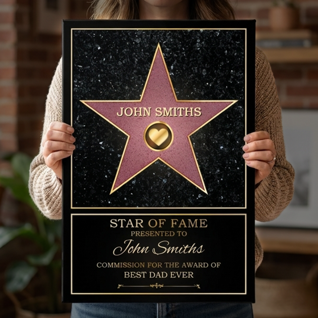 Dad Star Of Fame - Family Personalized Custom Vertical Canvas - Mother's Day, Father's Day Birthday Gifts For Mom, Dad