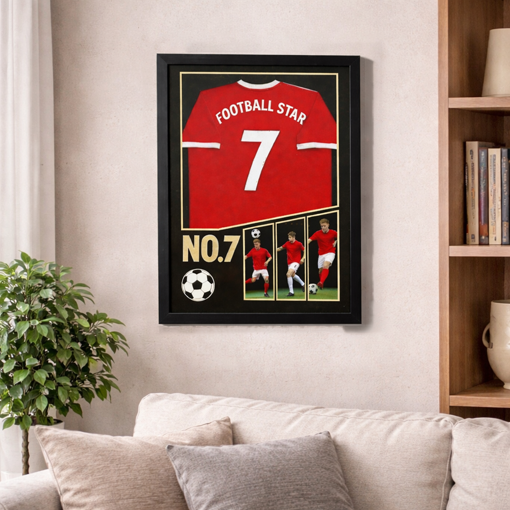Custom Soccer Star Jersey Style Frame Decor Gift for Soccer Star Ball & Football Lover