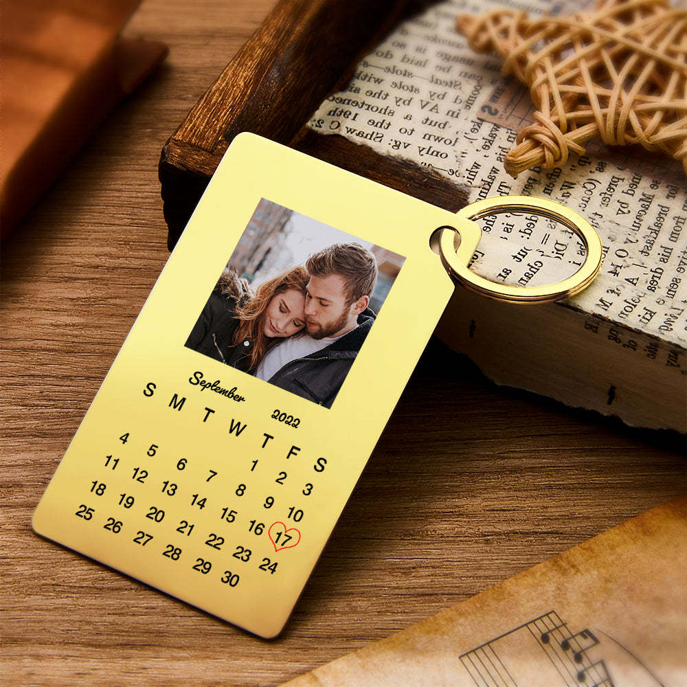 Custom Photo Keychain Calendar Keychain Personalized Keychain Wedding Anniversary Gift - mycustomtirecover