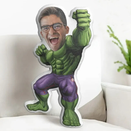 Custom Face Pillow Personalized Photo Pillow Hulk MiniMe Pillow Gifts for Him