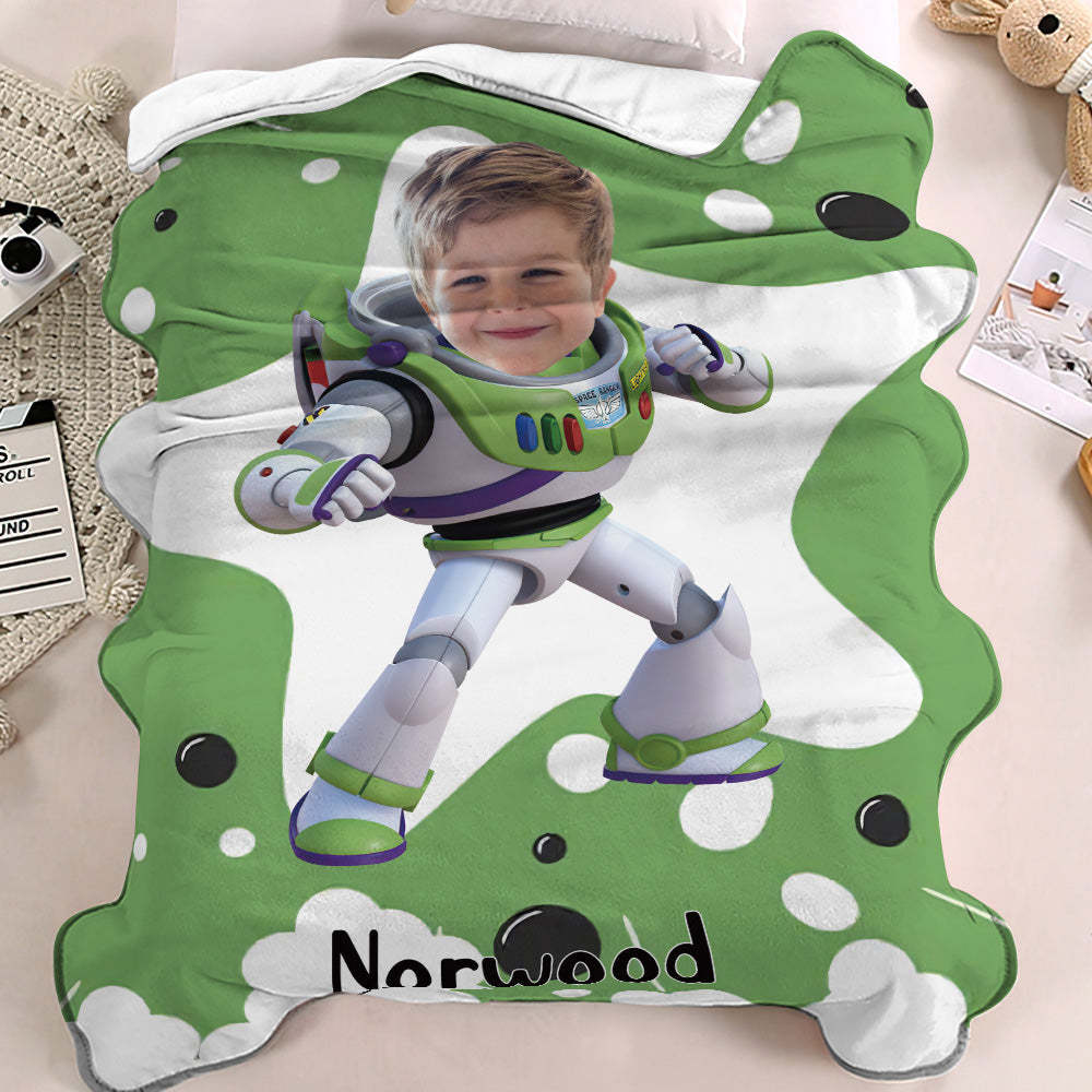 Custom Face Blanket Personalized Photo and Text Buzz Lightyear Blanket Minime Blanket Best Gift For Him - mysiliconefoodbag