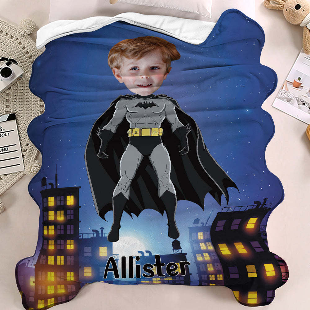 Custom Face Blanket Personalized Photo and Text Batman Blanket Minime Blanket Best Gift For Him - mysiliconefoodbag