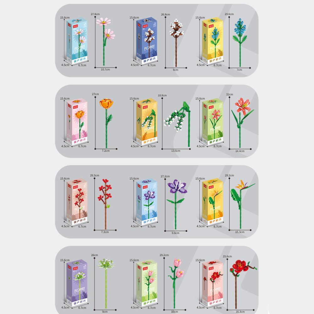 12 Days of Christmas Flower Bouquet Building Blocks – Collectible Floral Countdown Gift