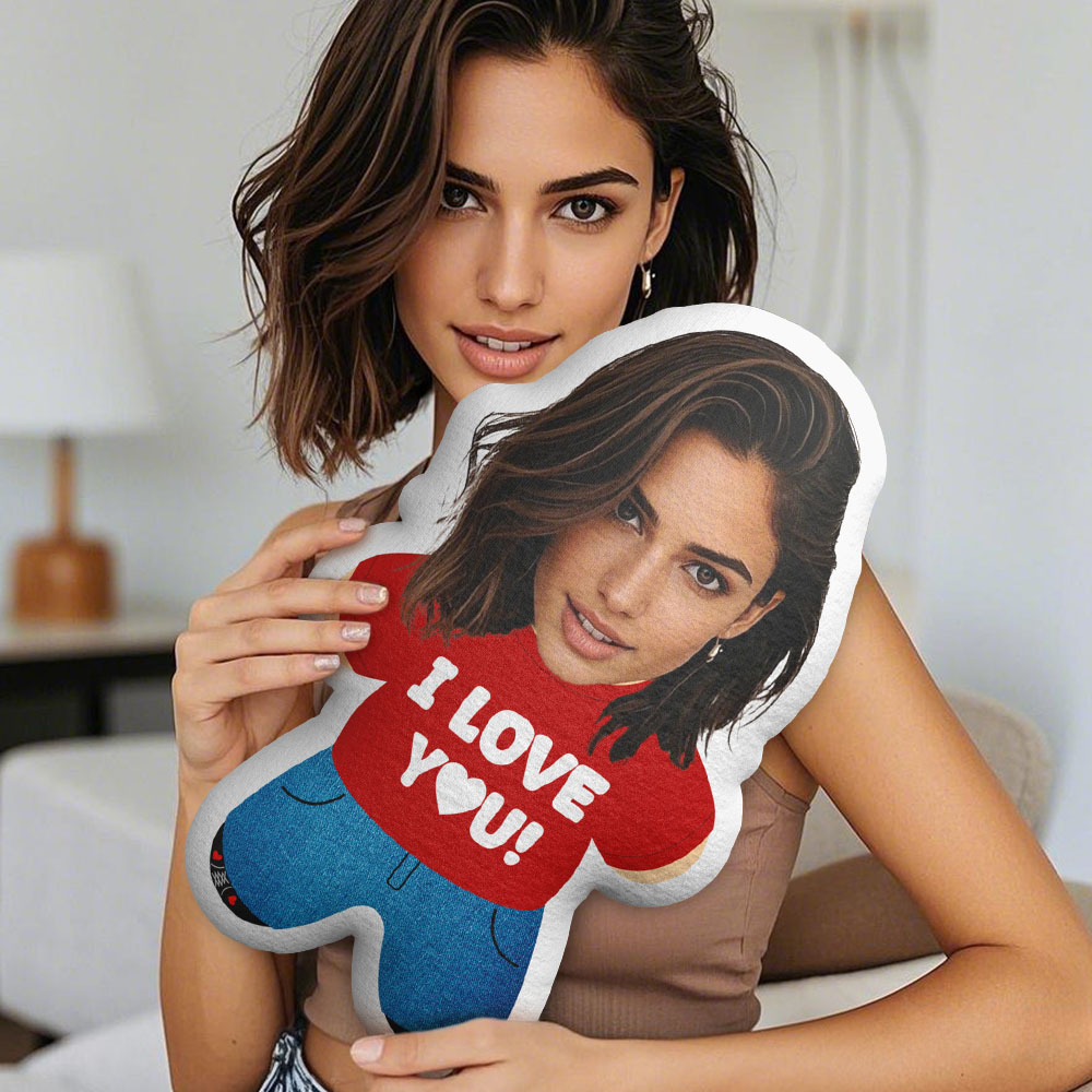 Custom Minime Throw Pillow I LOVE YOU! In Red Personalized Photo Minime Pillow