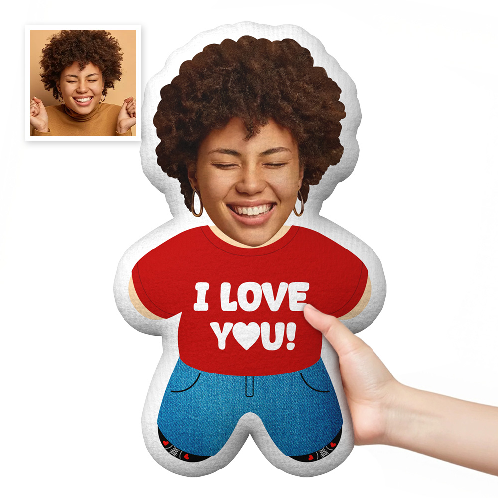 Custom Minime Throw Pillow I LOVE YOU! In Red Personalized Photo Minime Pillow