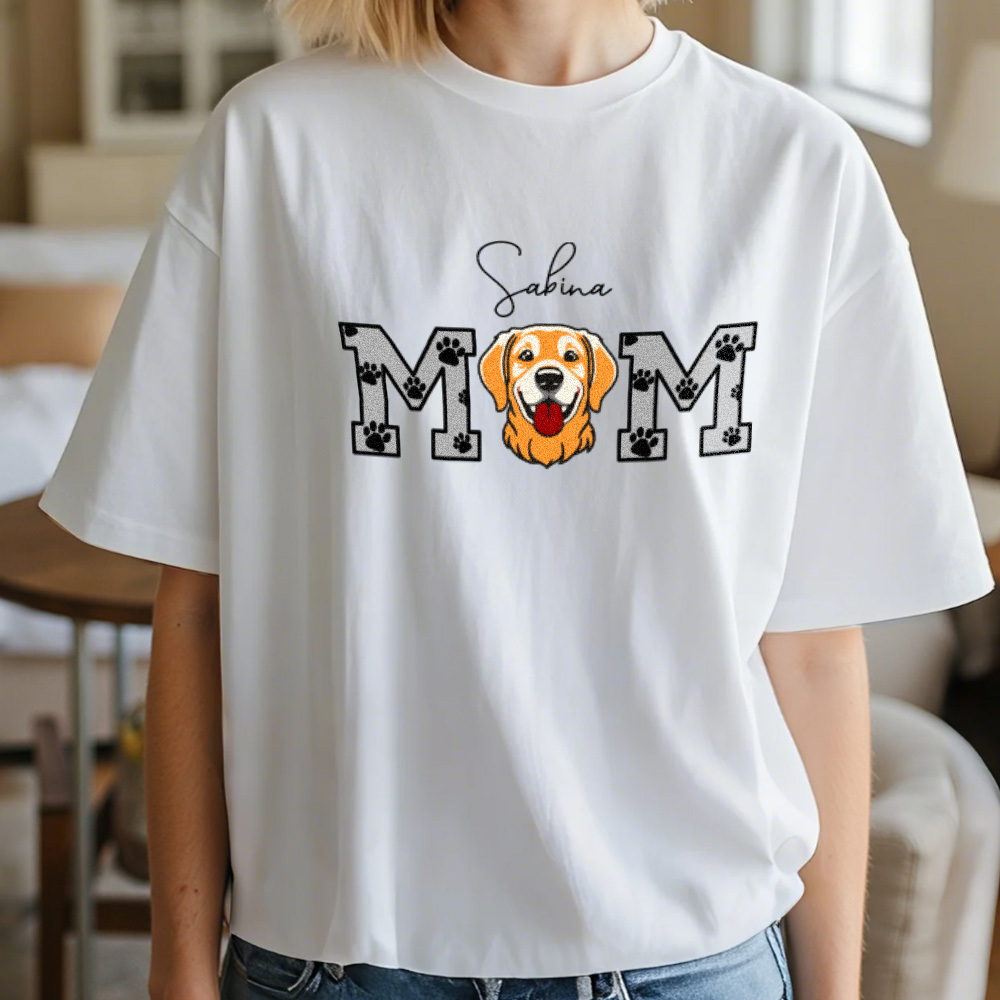 Personalized T-shirt Embroidered Pet Mom and Dad Custom Photo Design Attractive Gift for Pet Lovers