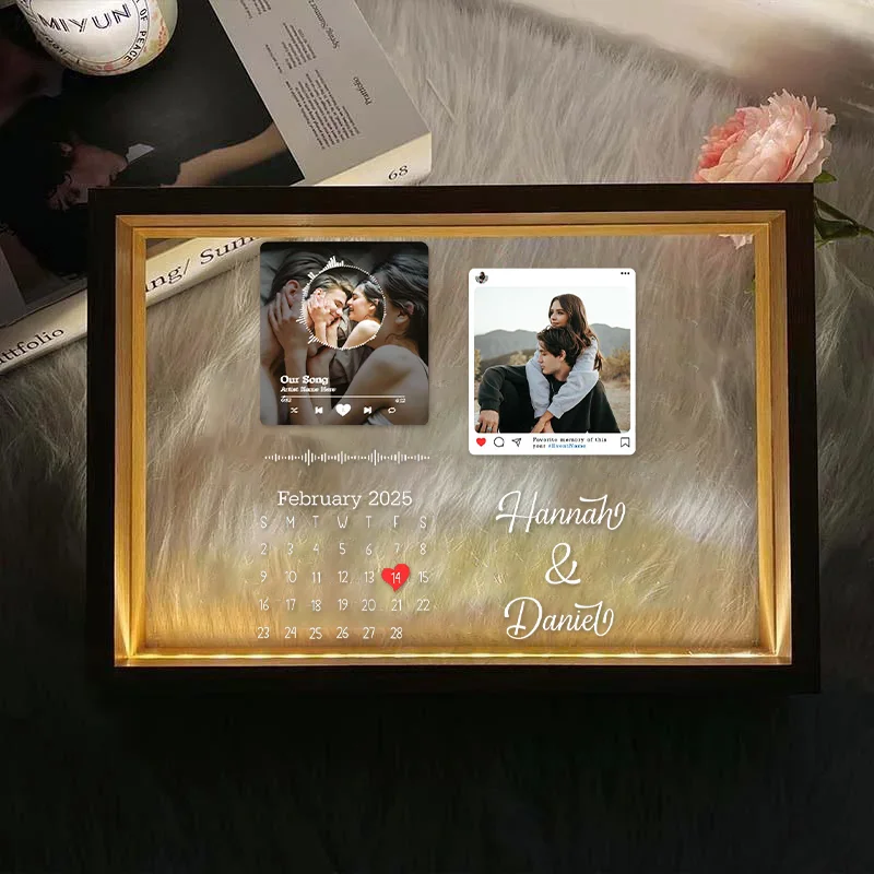 Personalized Spotify Calendar Night Light Frame Personalized Gift Valentine's Day Gifts