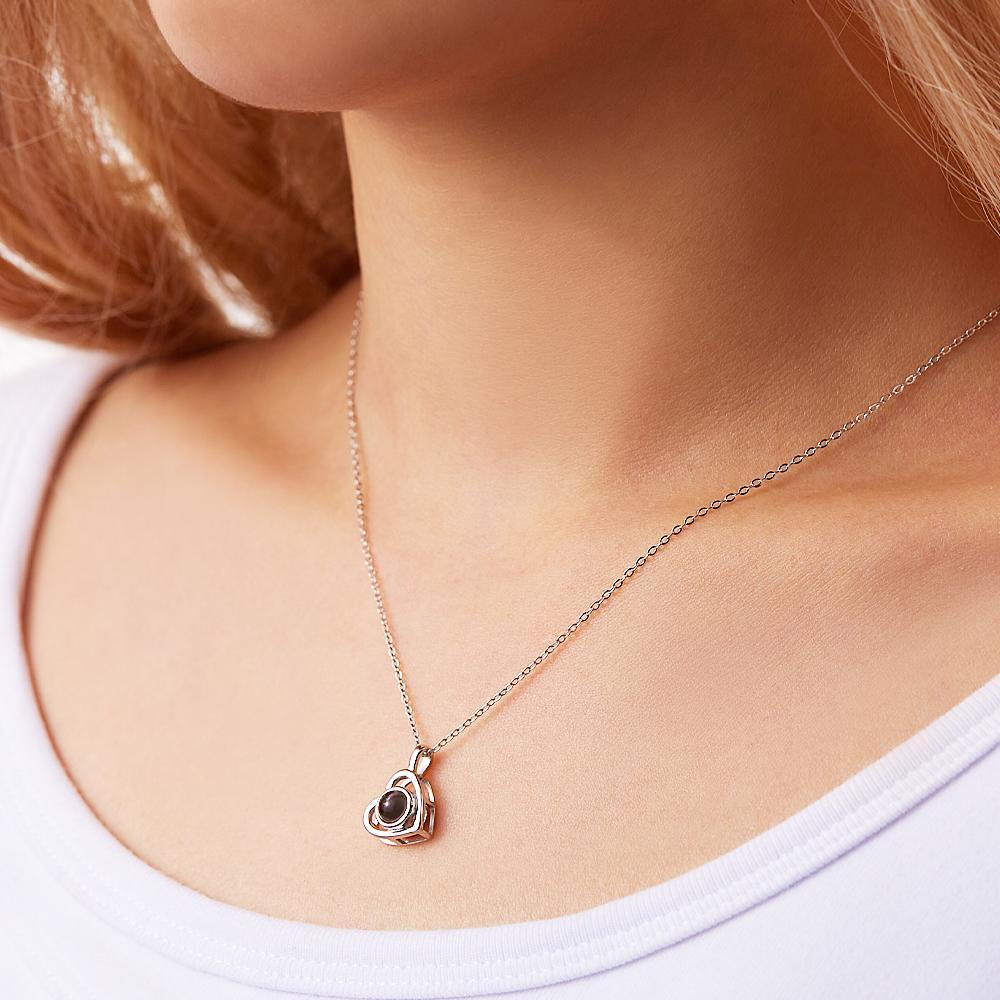 Custom Photo Necklace Projection Heart-shaped Holloween Gift - MyFaceTshirt