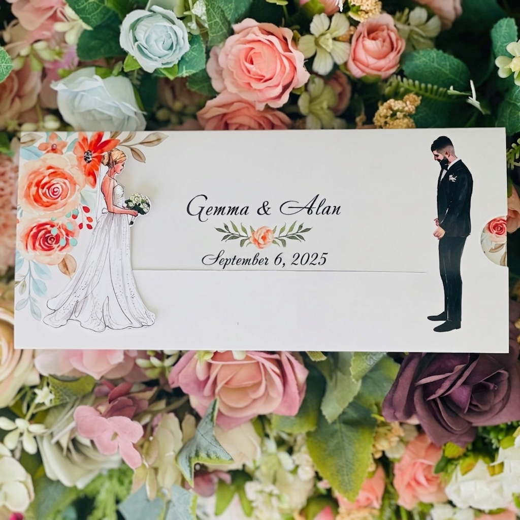 Custom Photo Illustration Save the Date Wedding Invitation