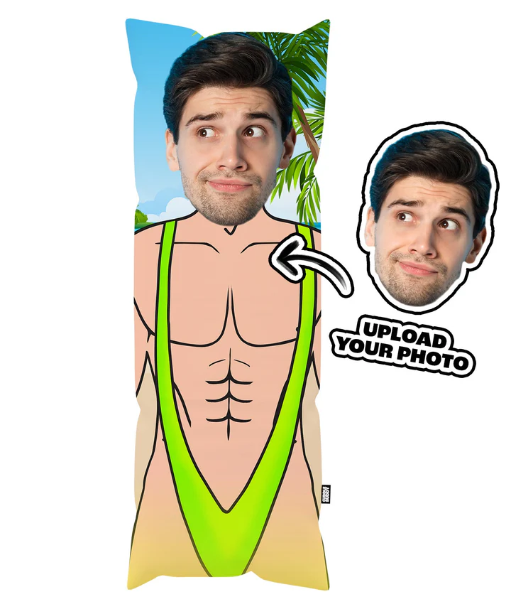 Custom Cuddle Pillow Funny Face Mankini Pillow for Him