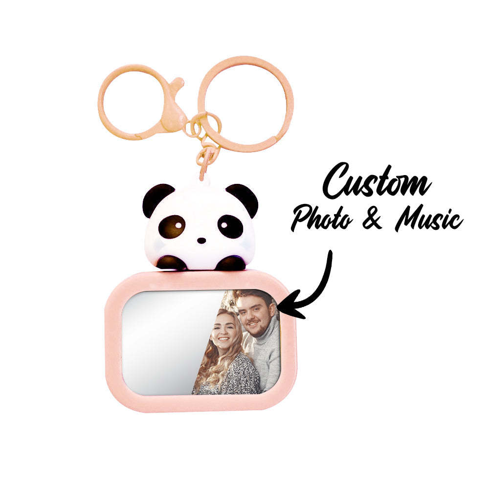 Custom Music & Photo Keychain with Light and Mirror The Perfect Personalized Christmas Gift for Couples