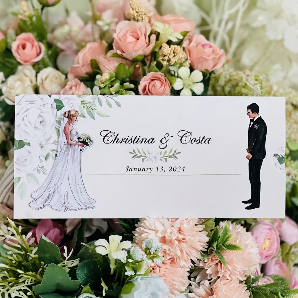 Custom Photo Illustration Save the Date Wedding Invitation