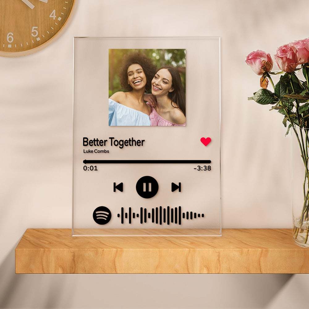 Anniversary Gifts Custom Scannable Spotify Code Keychain Custom Spotify Plaque Personalized Photo Nightlight - mycustomtirecover