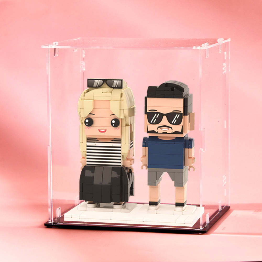 (No Brick Figures) 2 People Brick Figure Acrylic Anti-dust Cover