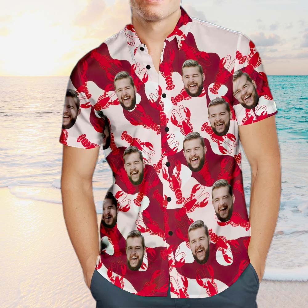 Custom Face Hawaiian Shirt Lobster Style Personalized Face Shirt