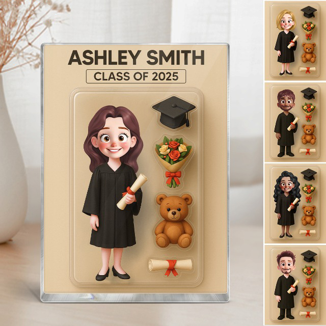 Custom Figure Personalized Graduation Acrylic Block Plaque for Graduated Students Personalized Photo Frame Acrylic Decorations Style for New Graduates