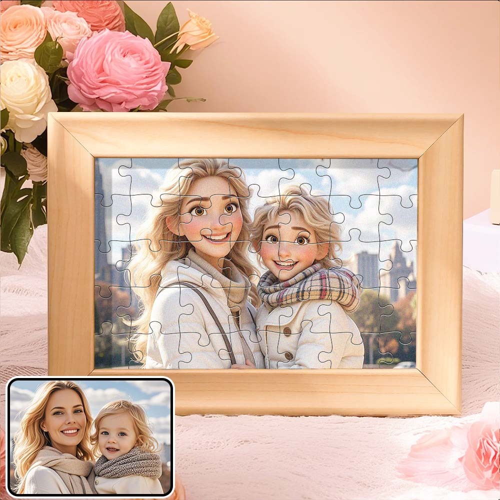 Turn Your Photo Into Cartoon Style Puzzles Custom Photo Puzzles Mothering Sunday Gifts for Mum - mysiliconefoodbag