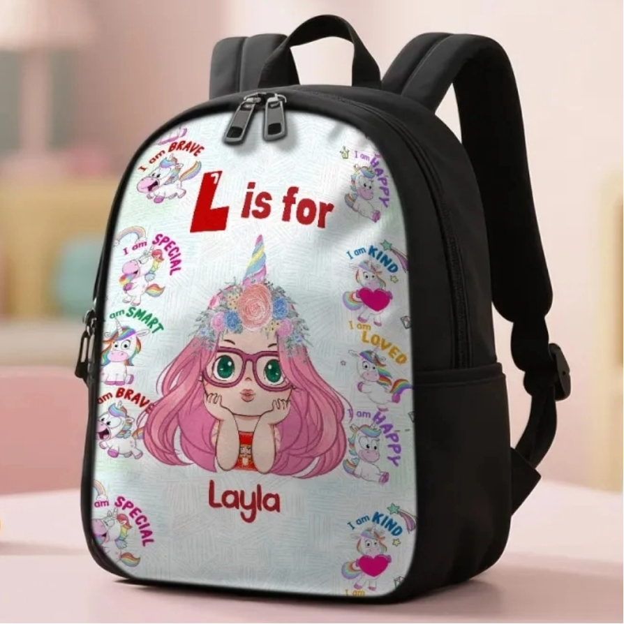 Personalized Backpack with Kid's Name DIY Cartoon Character School Bag Trendy Birthday Gift for Children, Toddlers & Preschool Boys and Girls