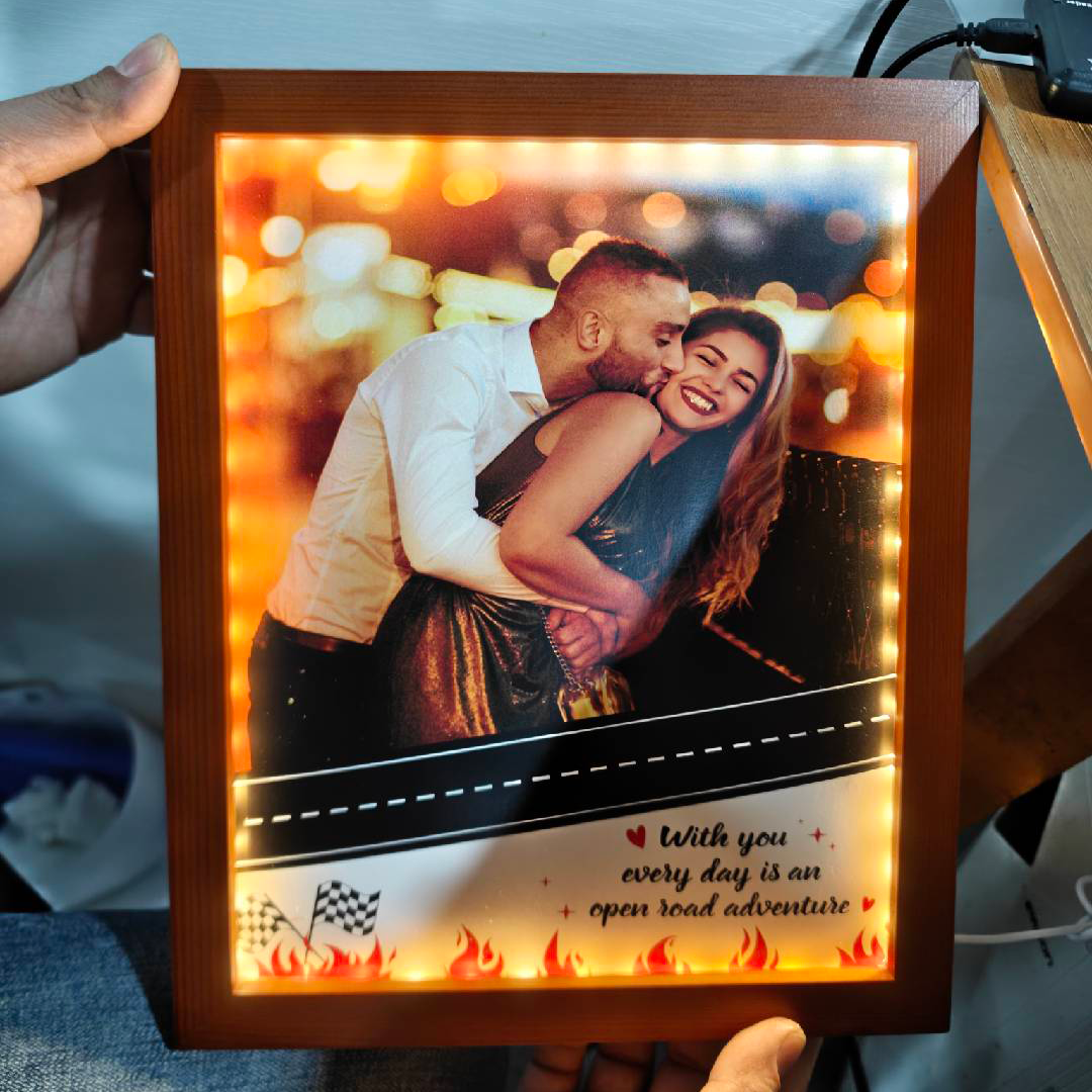 Personalized Race Car Photo Gifts For Couples on Valentine's Day, Wheels for Car Lover Custom Car Frame Anniversary Gift For Loved Ones